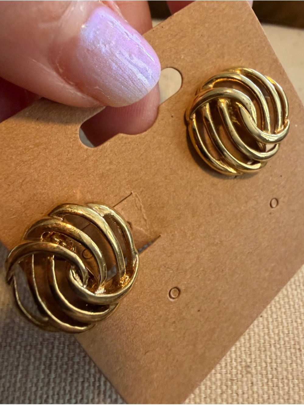 Monet Stamp Gold Knot Clip On Earrings